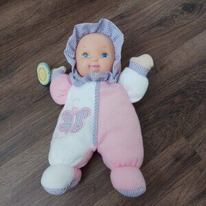Goldberger Fuzzy Fleece Baby Plush Doll Butterfly Pink White Purple Soft Vintage